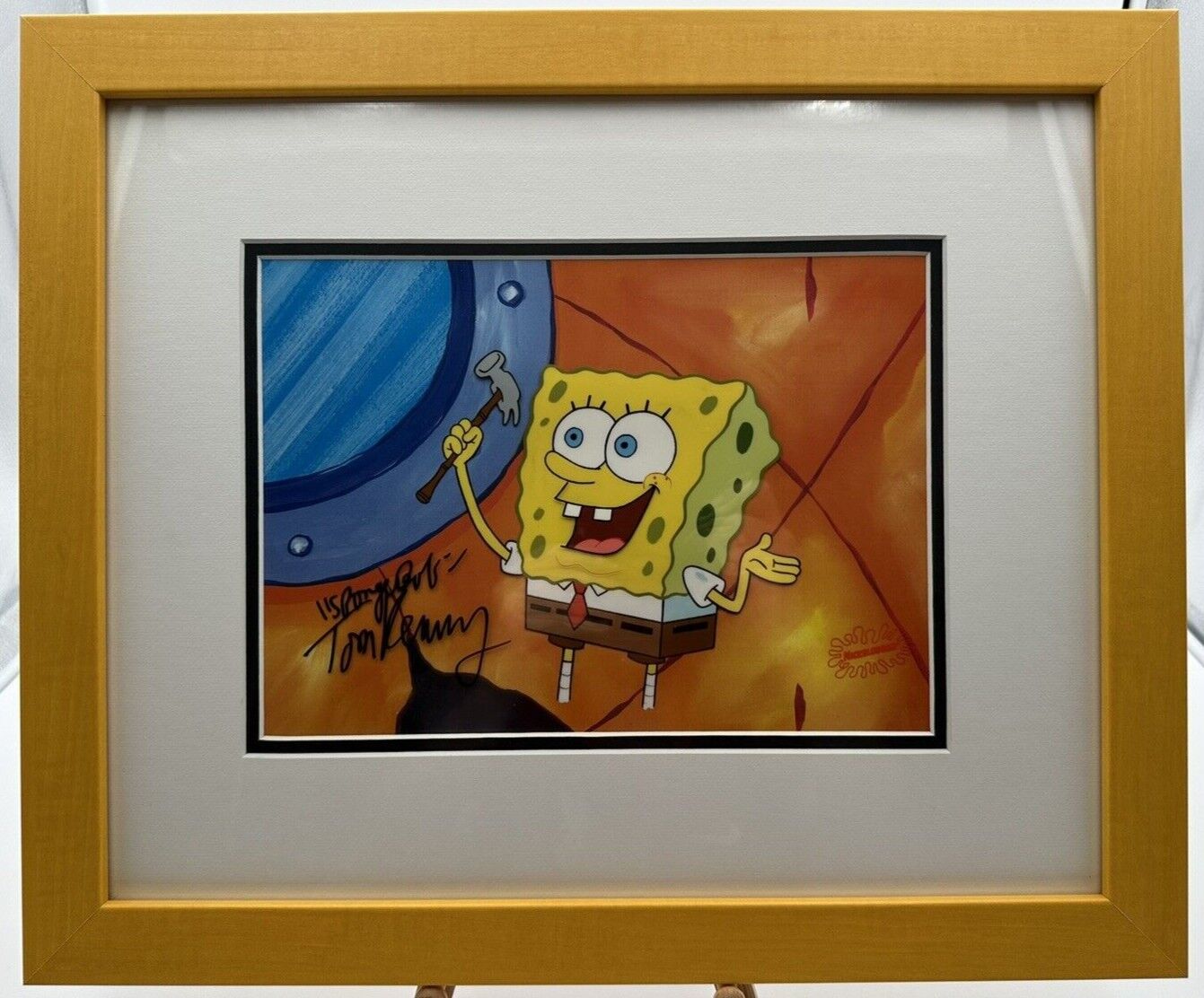 Framed SpongeBob SquarePants Original Cel Animation Art COA Signed by Tom Kenny