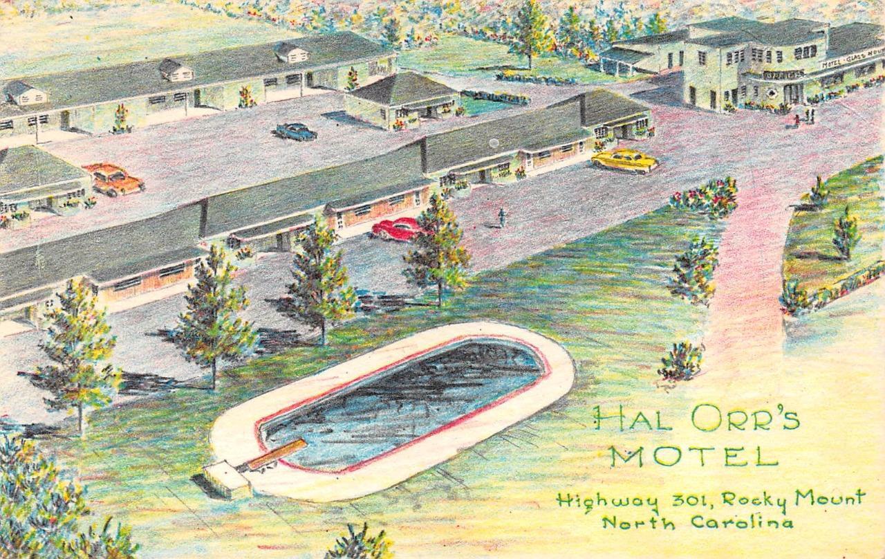 ROCKY MOUNT, NC  North Carolina  HAL ORR\'S MOTEL  c1950\'s Artist\'s View Postcard