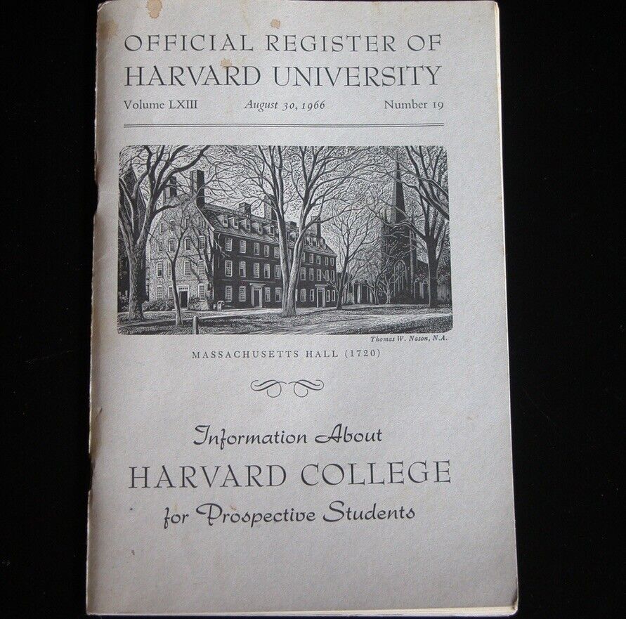 Vtg Official Register of Harvard University 1966 Booklet 75 pages 