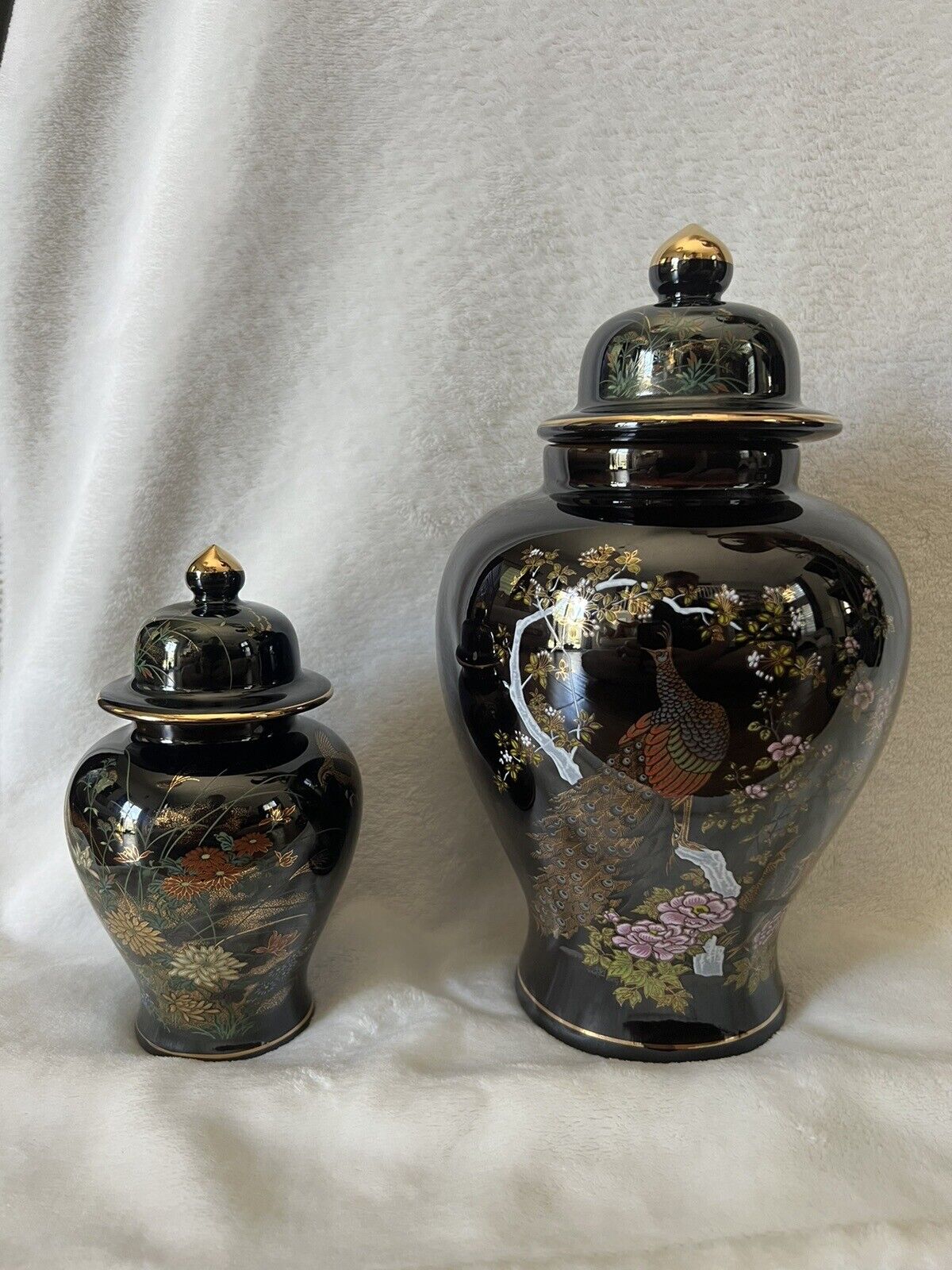 Vintage Japanese  Yamaji Ginger Jars/Vases/decorative Art - Set Of 2