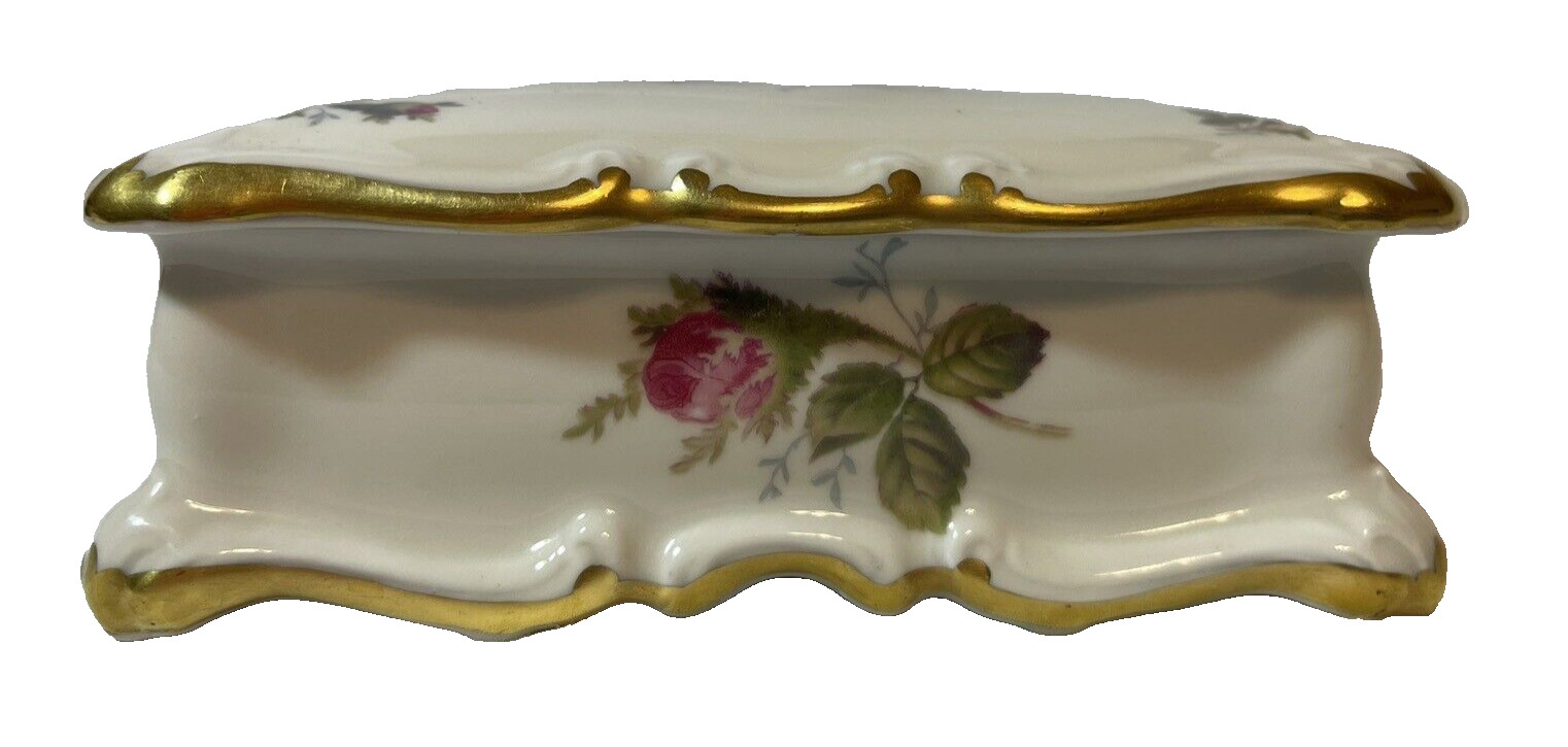Vtg Rosenthal Pompadour Porcelain Trinket/Jewelry Box Gold Floral Rose Germany