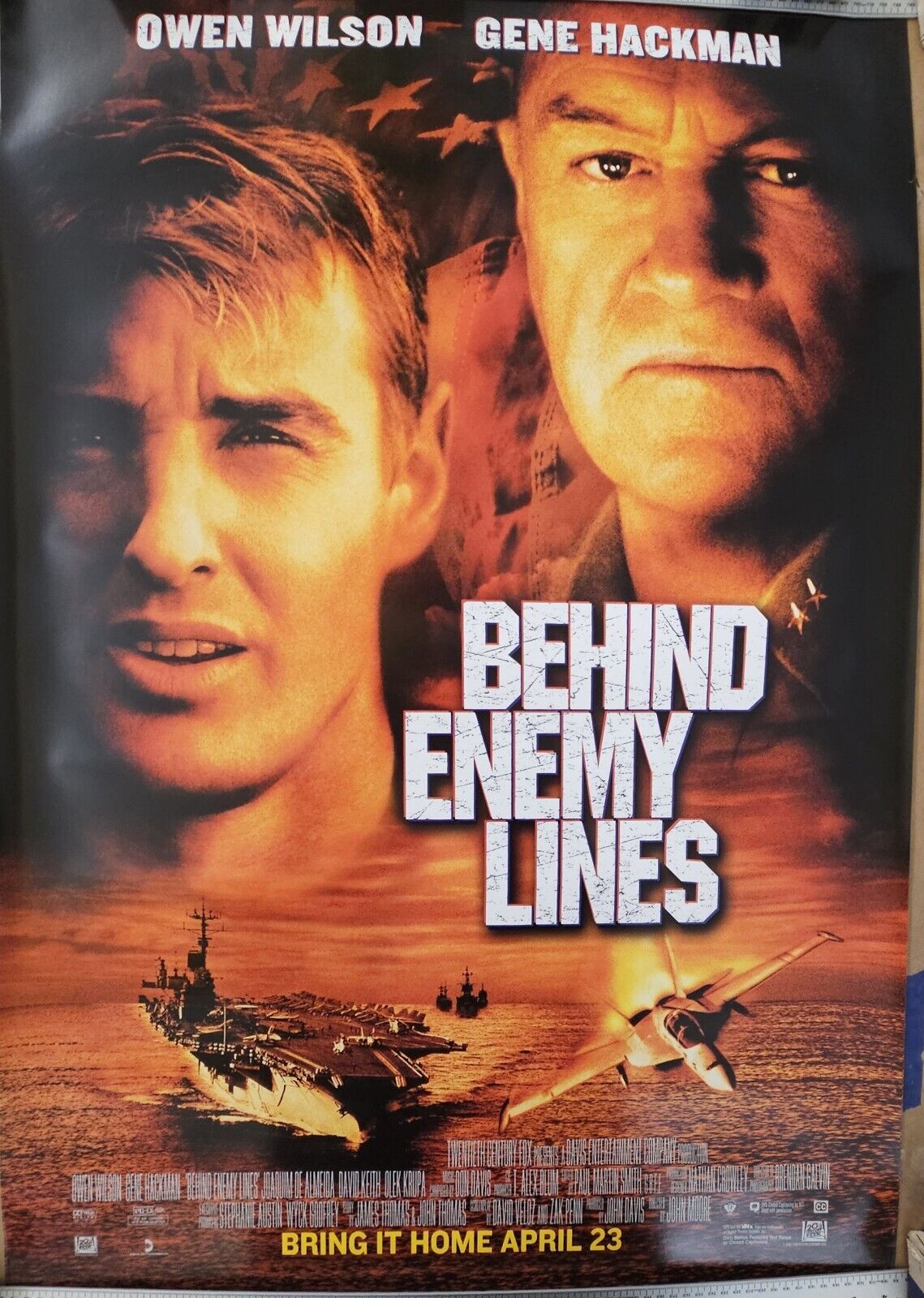Owen Wilson and Gene Hackman Star in Behind Enemy Lines 27 x 40  DVD poster