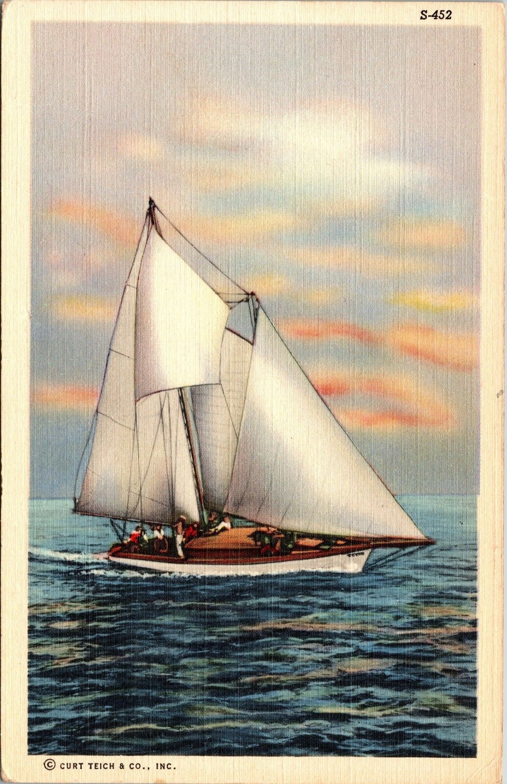 Vintage Postcard~ Sailing Ship Ocean Scene Sailboat Scene 