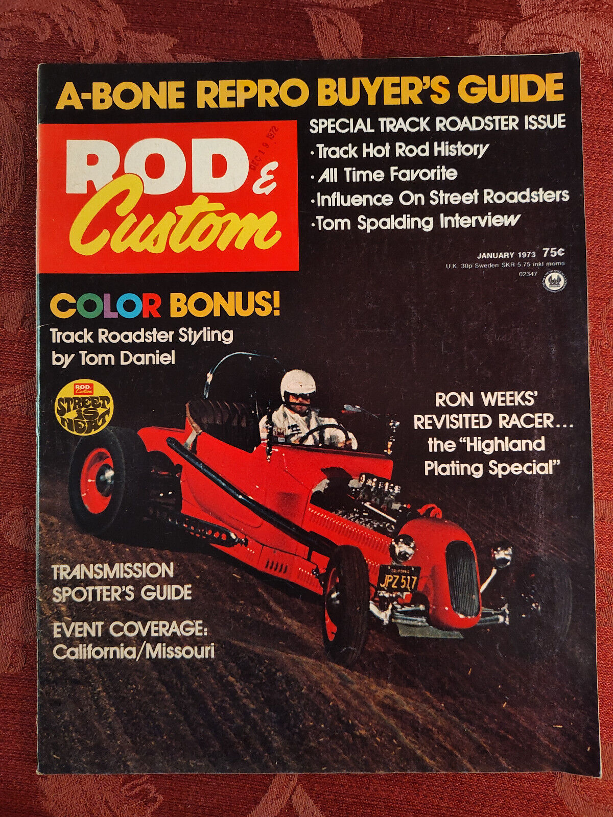 ROD and CUSTOM magazine January 1973 Track Roadster Styling Hot Rods