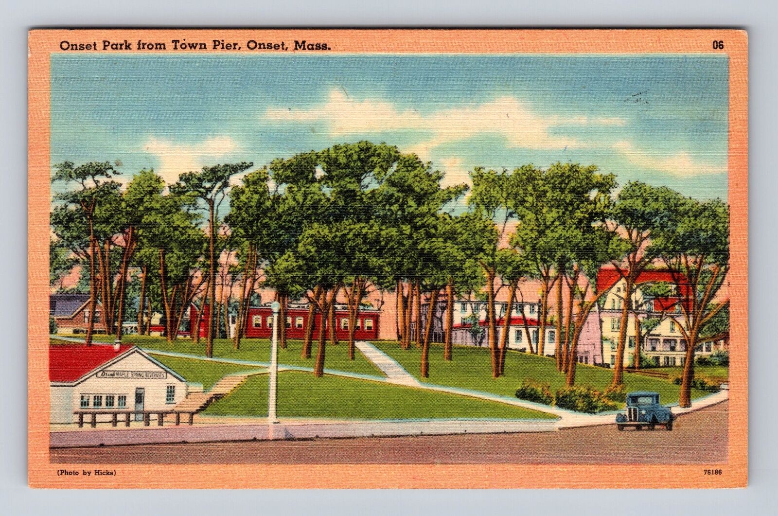 Onset MA-Massachusetts, Onset Park From Town Pier, Antique, Vintage Postcard