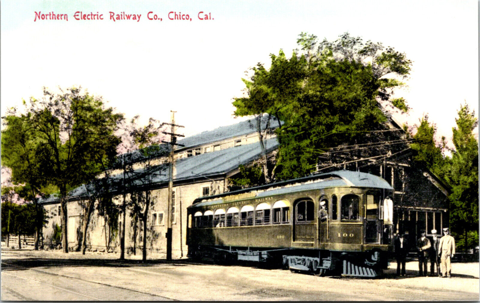 Chico California Railway Postcard Trolley Interurban Tram RPPC Reprint