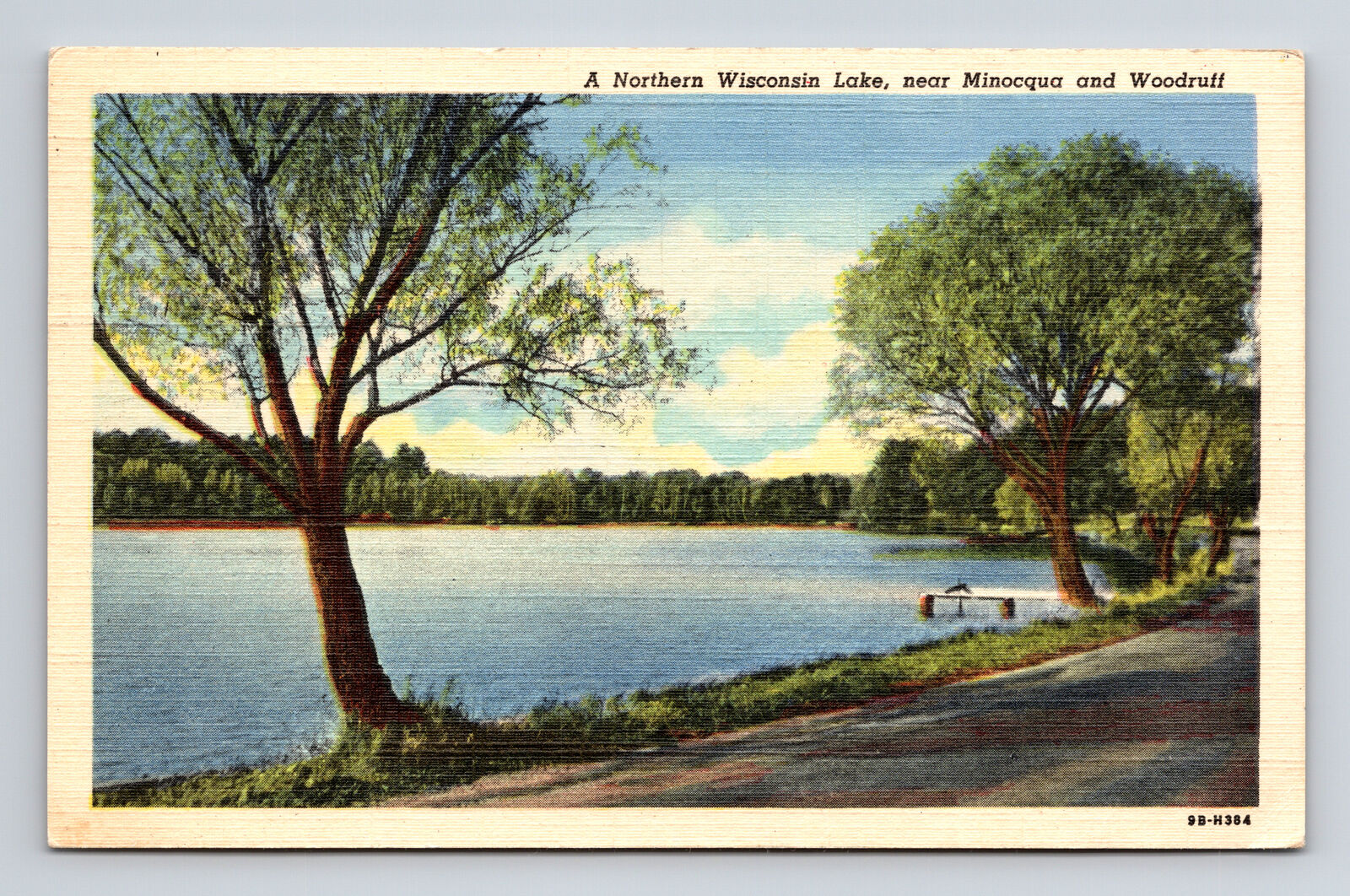 c1949 Linen Postcard Minocqua WI Wisconsin Lake Woodruff