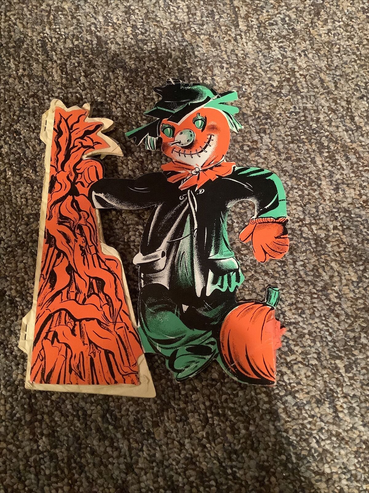 Vintage Scarecrow Honeycomb Cornstalk Pumpkin Decoration Tabletop Halloween