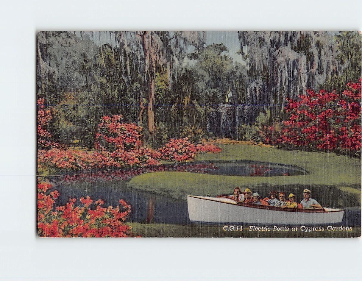 Postcard Electric Boats at Cypress Garden Florida USA