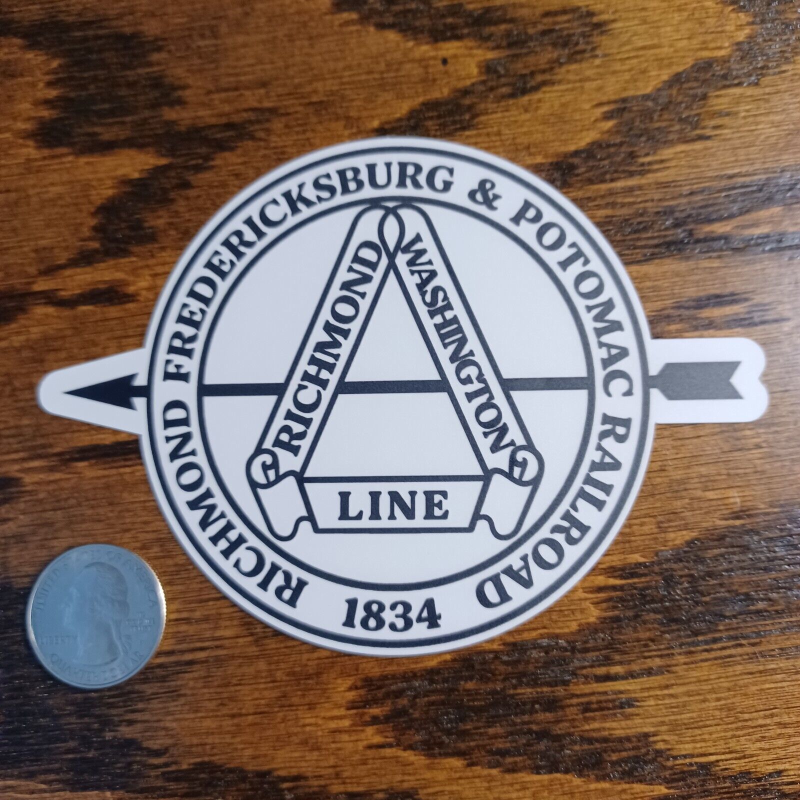 Richmond Fredericksburg & Potomac Railroad laminated die-cut vinyl sticker