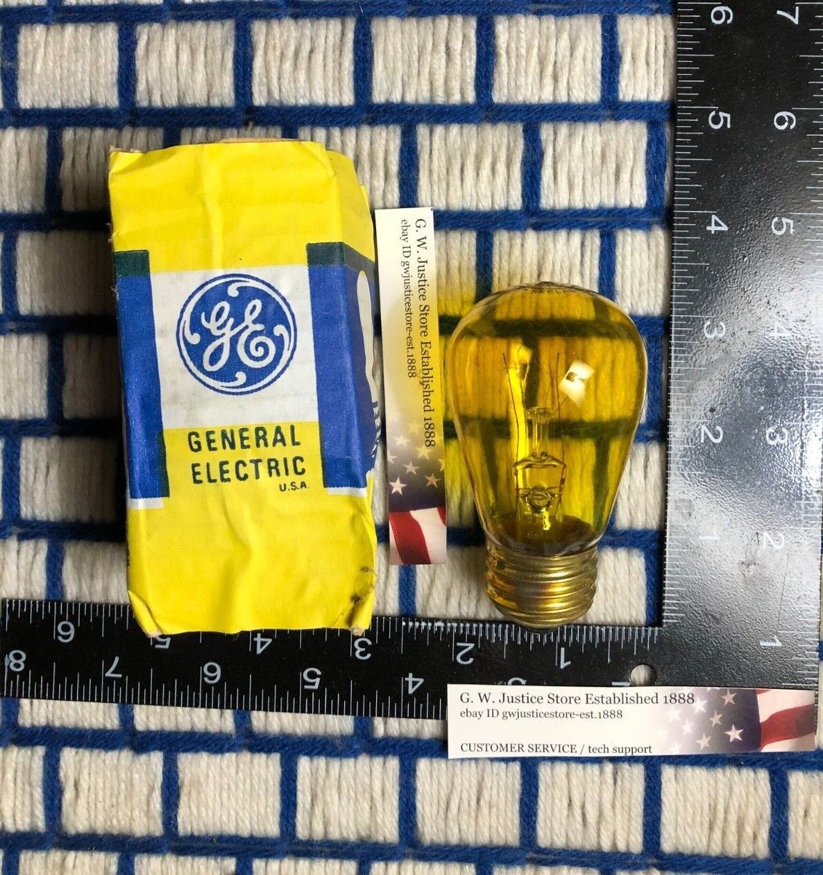 BOXof one vintage GE round logo MADE in USA 11w old S14 SIGN BULB YELLOW 11S14
