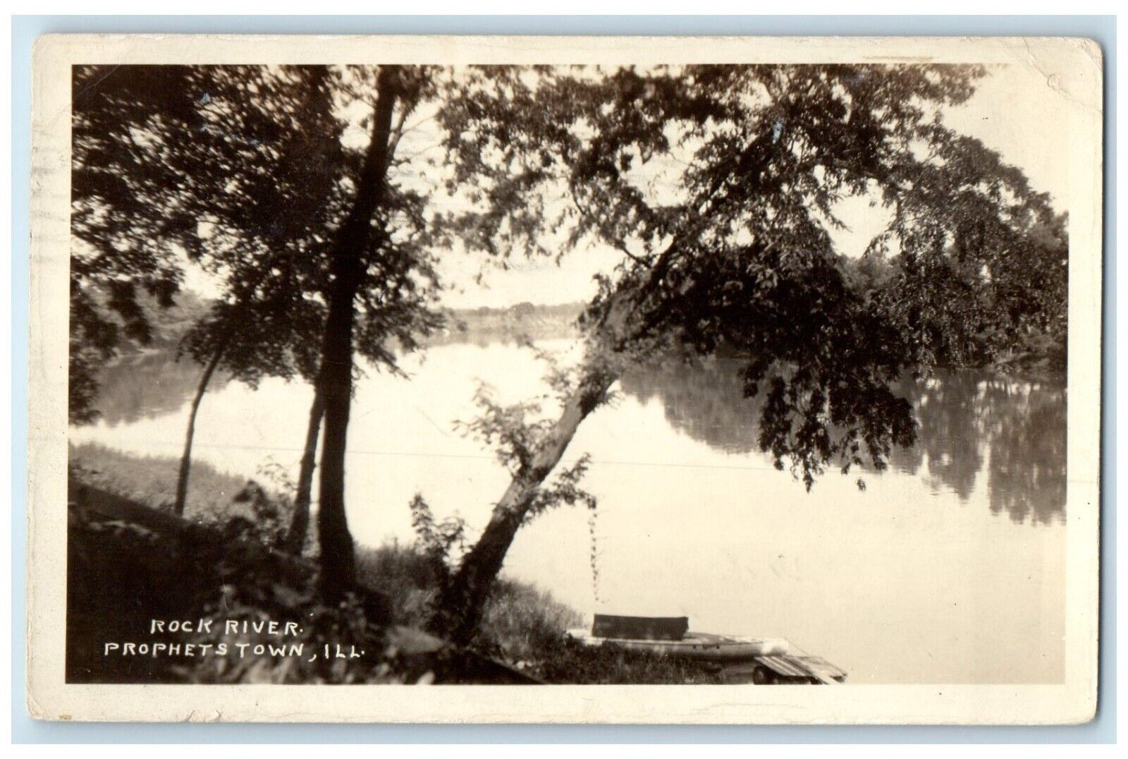 1935 View Of Rock River Prophets Town Illinois IL RPPC Photo Vintage Postcard