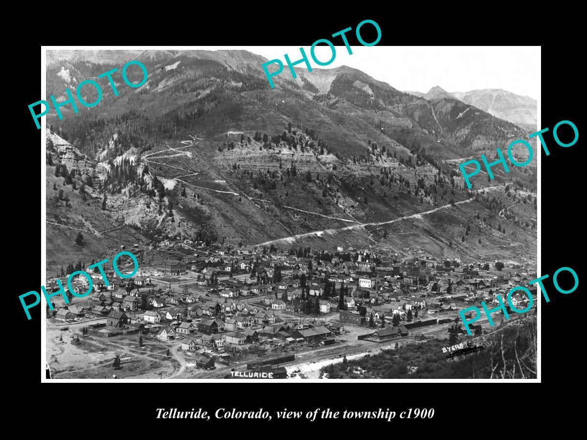 OLD 8x6 HISTORIC PHOTO OF TELLURIDE COLORADO VIEW OF THE TOWNSHIP c1900