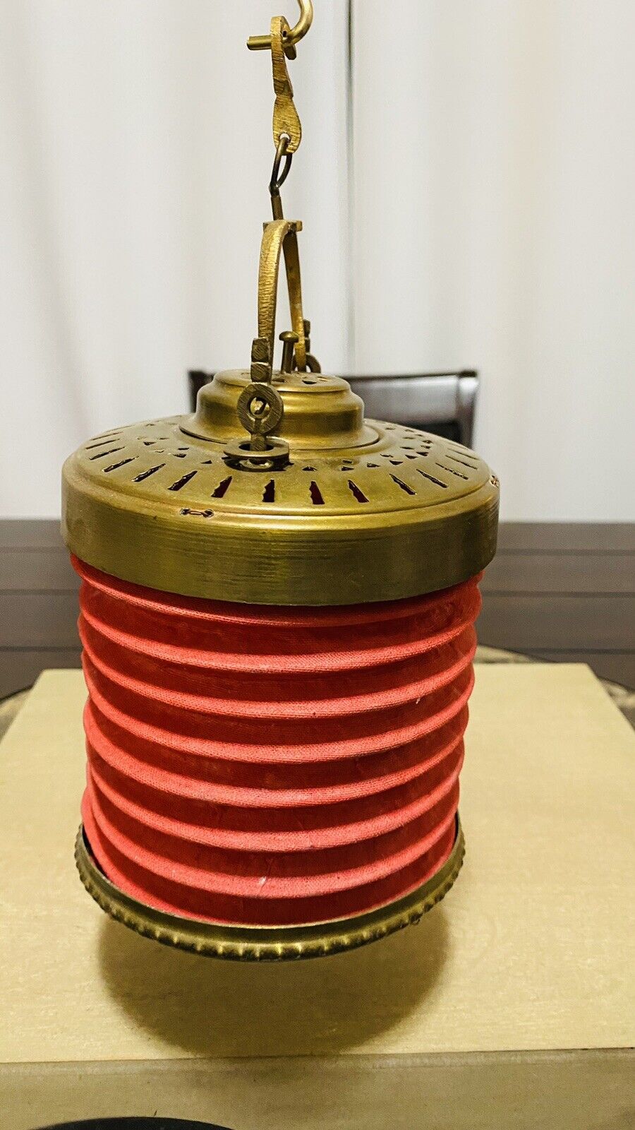 Two's Company Vintage Red And Brass Collapsable Lantern