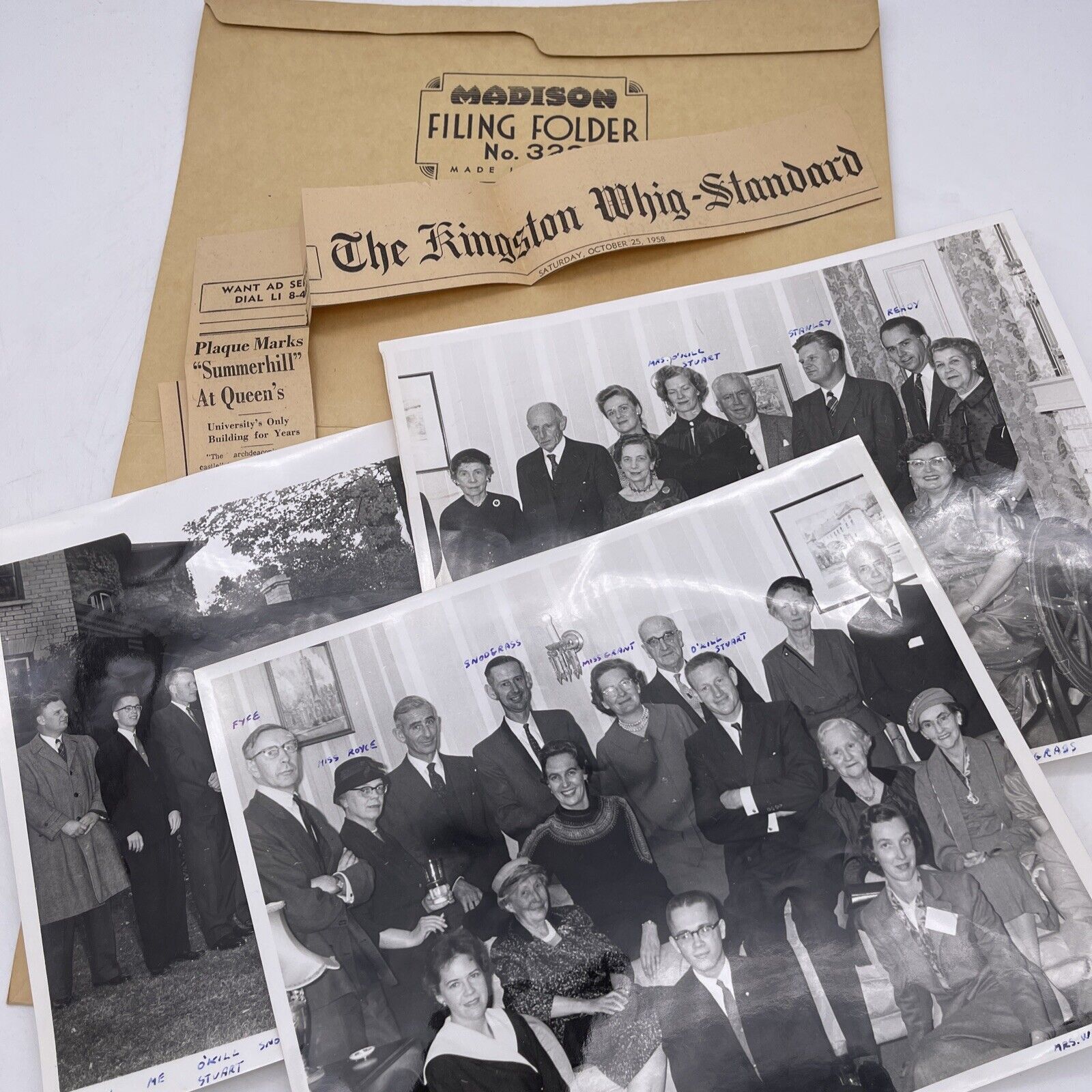 Lot of 3 1958 Press Photo Queen's University Sumnmerhill Dedication w/article