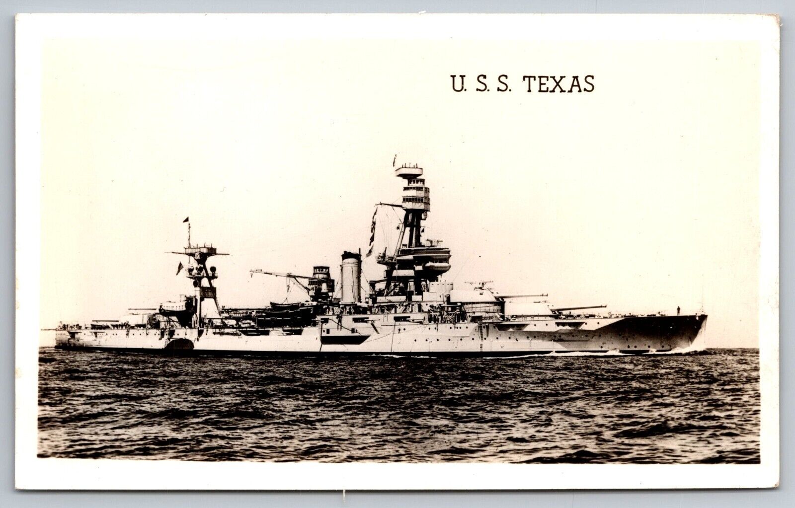 U.S.S. Texas Naval Ship. Real Photo Postcard. RPPC
