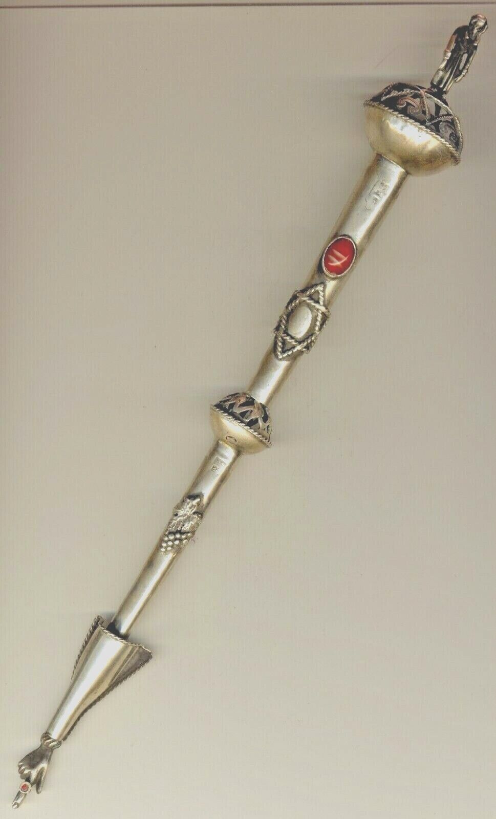 Antique 13” Sterling Silver Torah Pointer Yad Russian Marked 84 Judaica (5000jd)