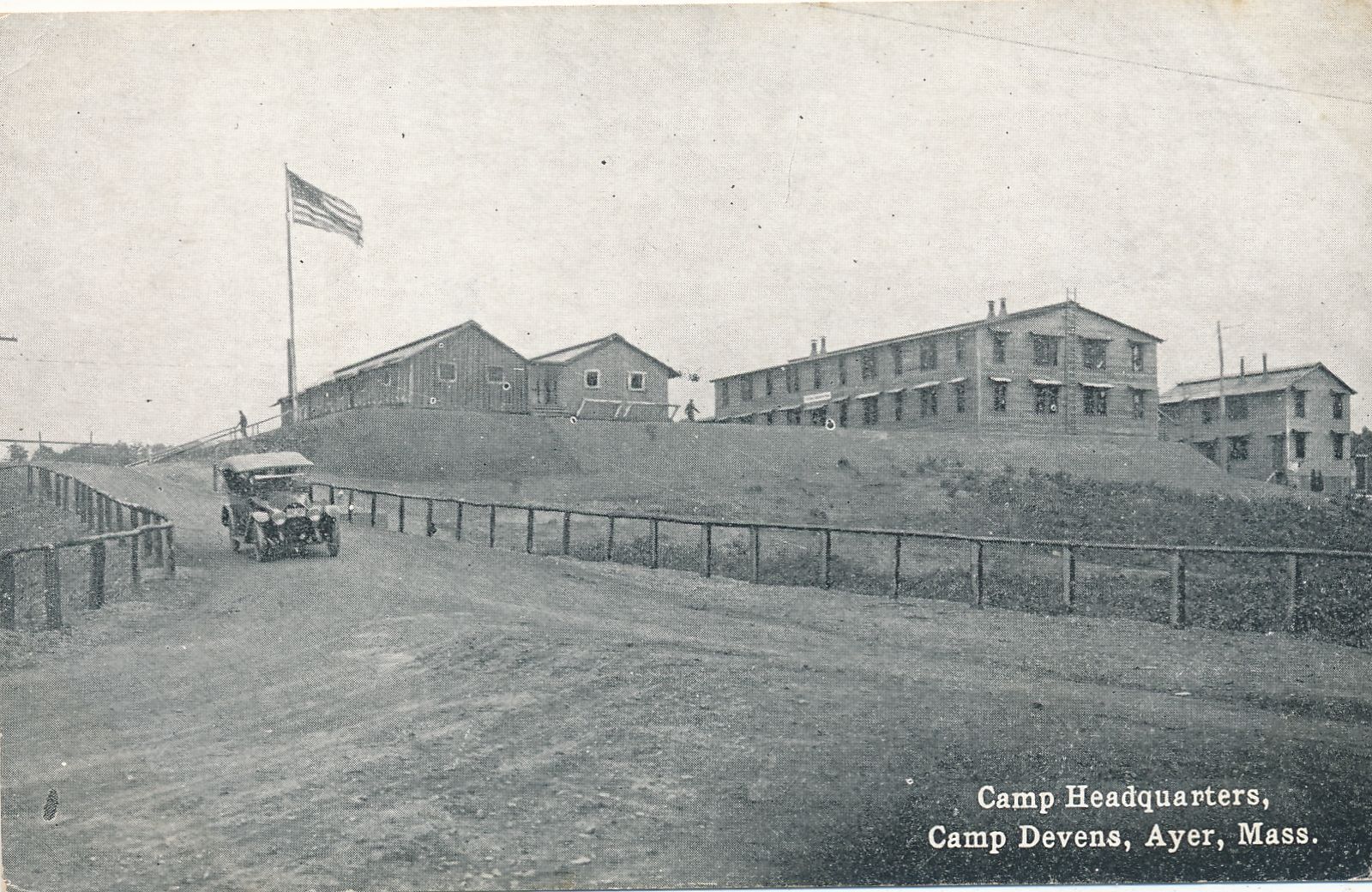 AYER MA - Camp Devens Camp Headquarters Postcard