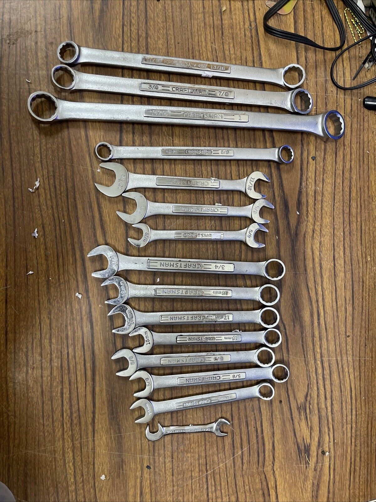 Lot Of 15 Piece Craftsman USA Combination Wrench, Box & Open End SAE