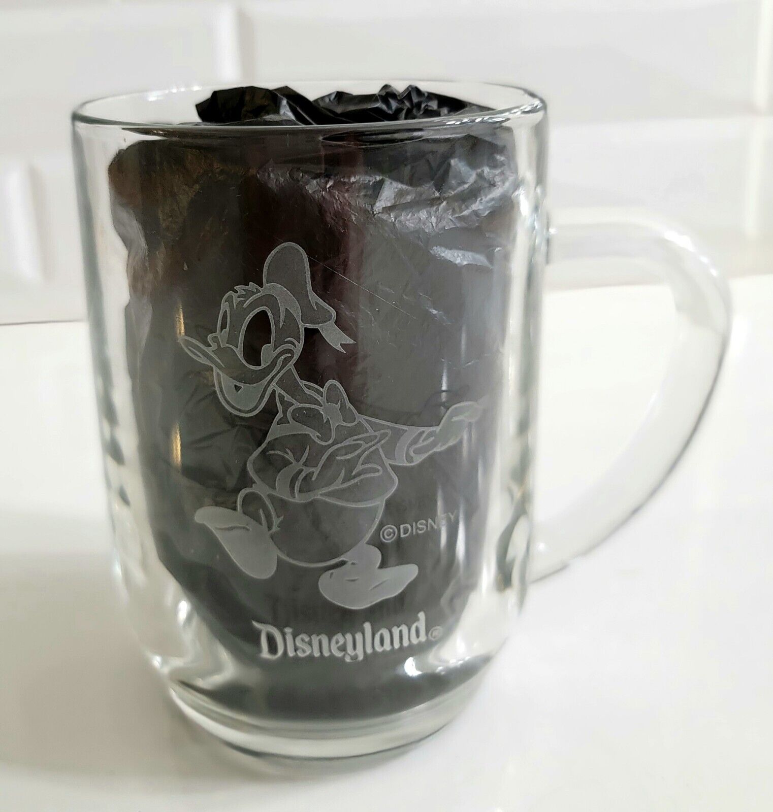 Vintage Donald Duck  Disney Etched Glass Mug from Disneyland - Personalized Lisa