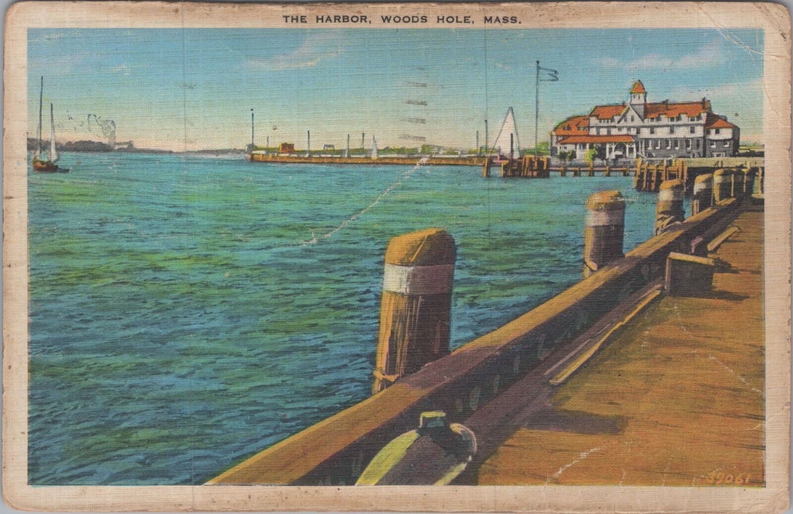 The Harbor, Woods Hole, Massachusetts MA 1938 Postcard 7467.1 MR ALE