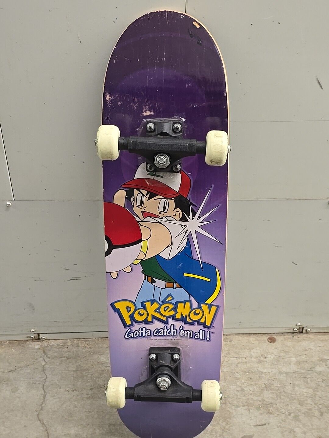 Pokémon Ash Ketchum Skateboard 1998 Vintage Rare Wall Hanger Art Pokemon