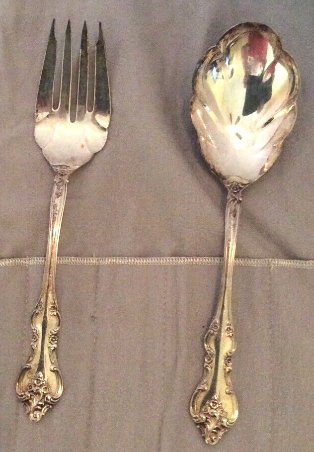 International Silver Orleans Solid Shell Serving spoon & cold meat fork