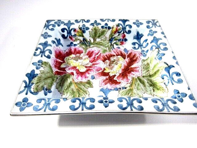 Vintage Rare 1950's Ceramic Square Plate/Bowl French Flower Bowl Dish Ceramic