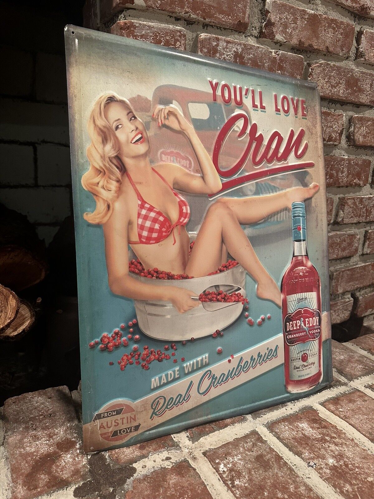 Deep Eddy Cranberry Vodka You’ll Love Cran Tin Sign Bikini Blonde Truck Austin