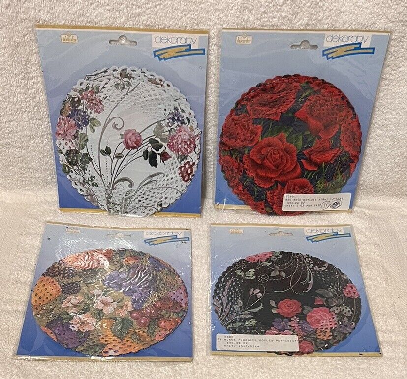 Lot Of 4 Vintage Paper Doilies Various Floral Dekorativ Made In Germany SEE READ