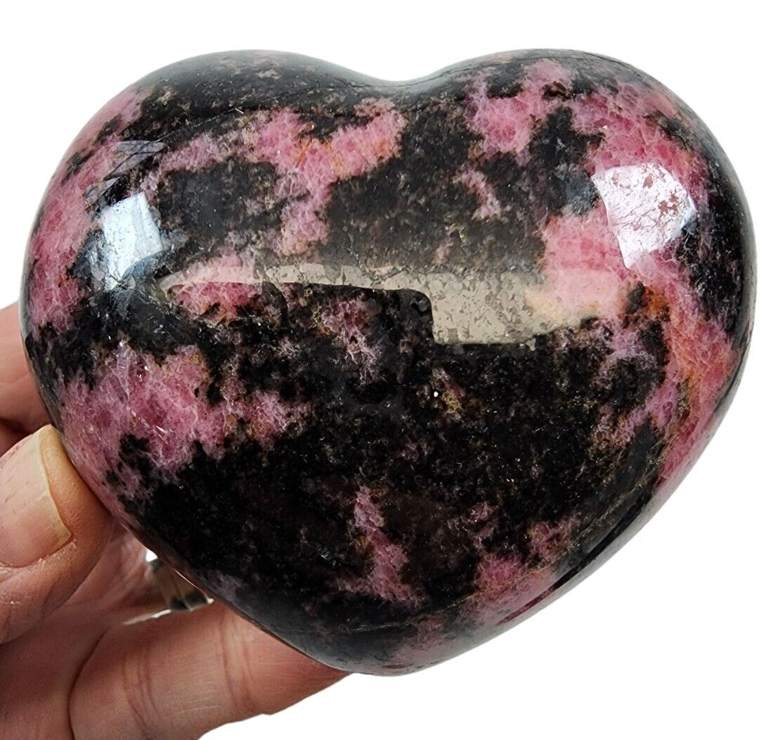 Rhodonite Crystal Polished Heart 352 grams