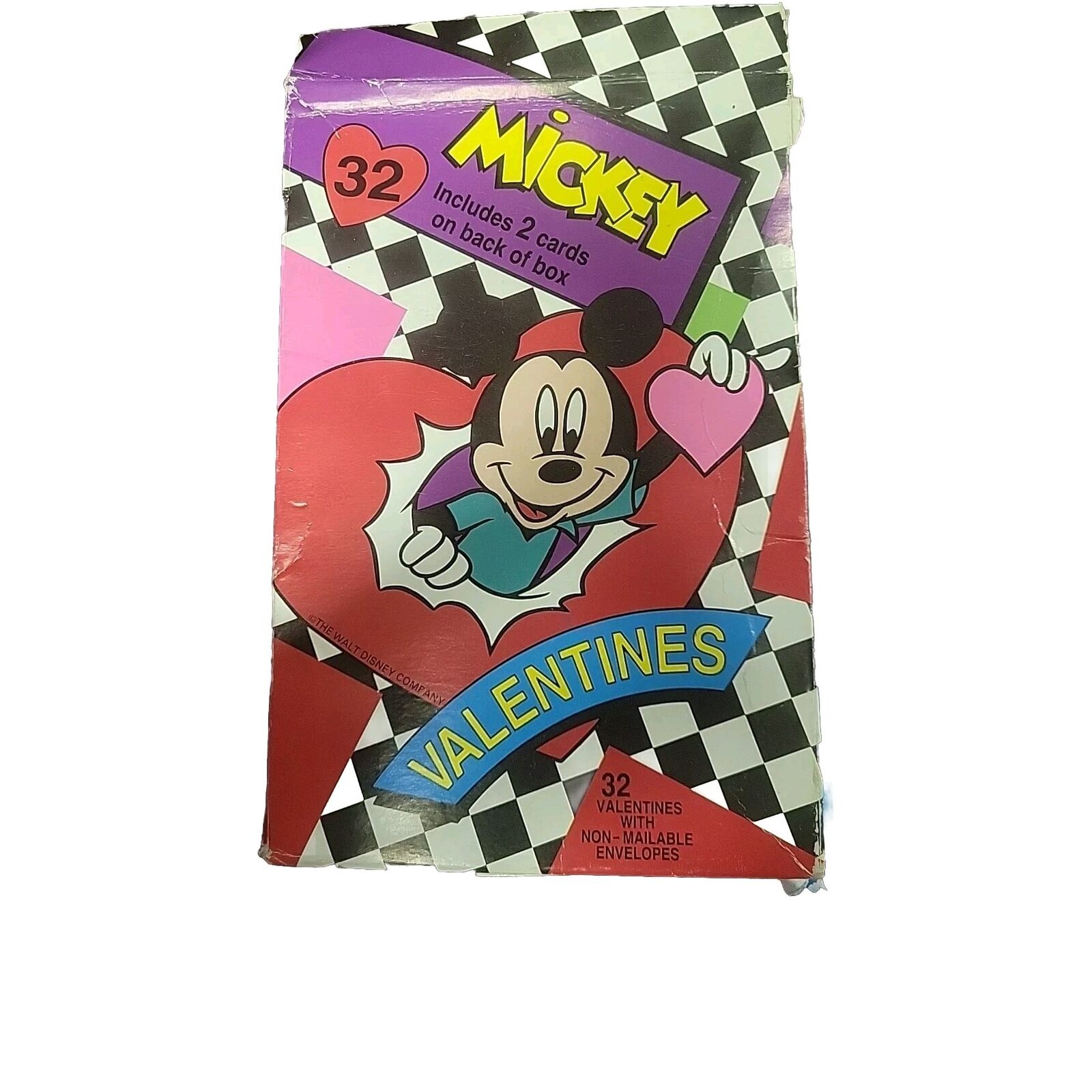 Vintage Disney Box Of 32 Mickey Mouse Party Time Valentine\'s Cards and Envelopes