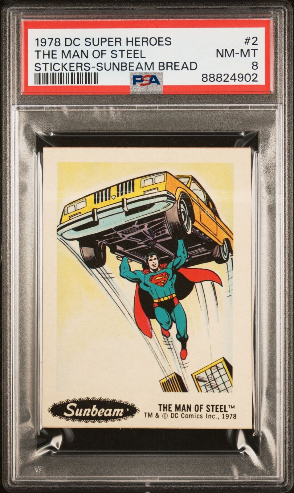 1978 DC Super Heroes Stickers The Man Of Steel #2 PSA 8 Low Pop Superman