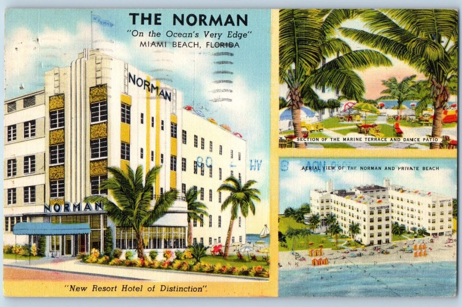 Miami Florida Postcard Norman Multiview Building Exterior View 1940 Linen Posted
