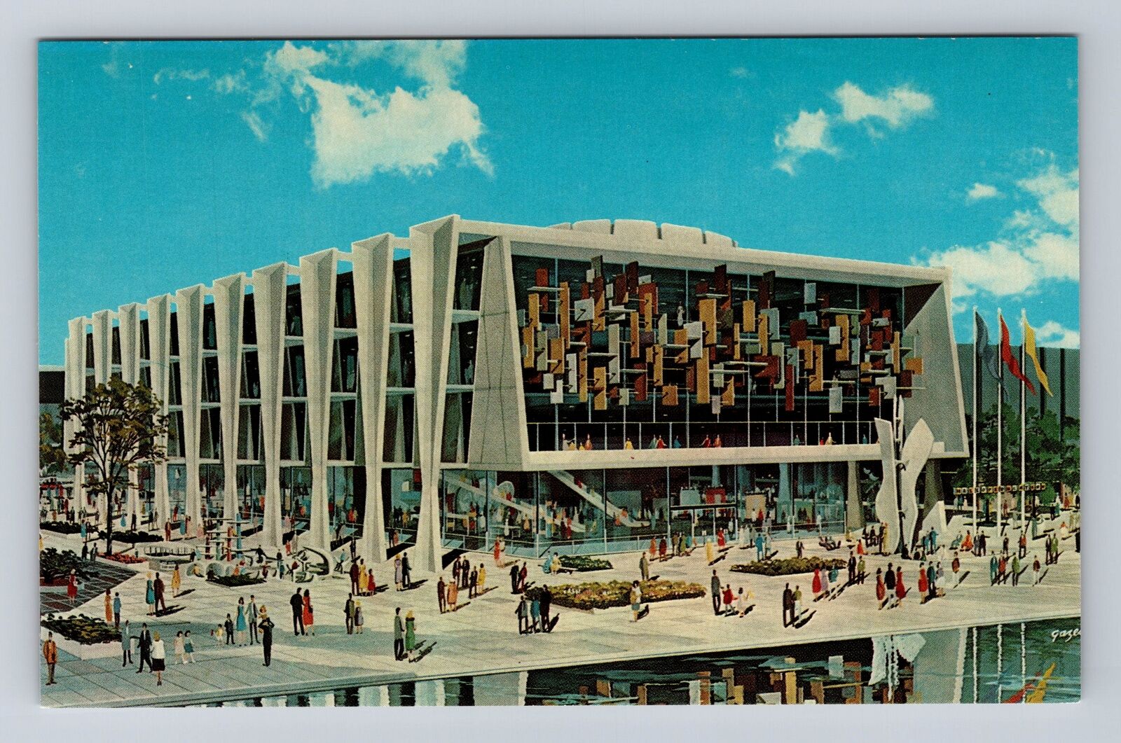 New York City NY, Worlds Fair, Hall of Education, Vintage Souvenir Postcard