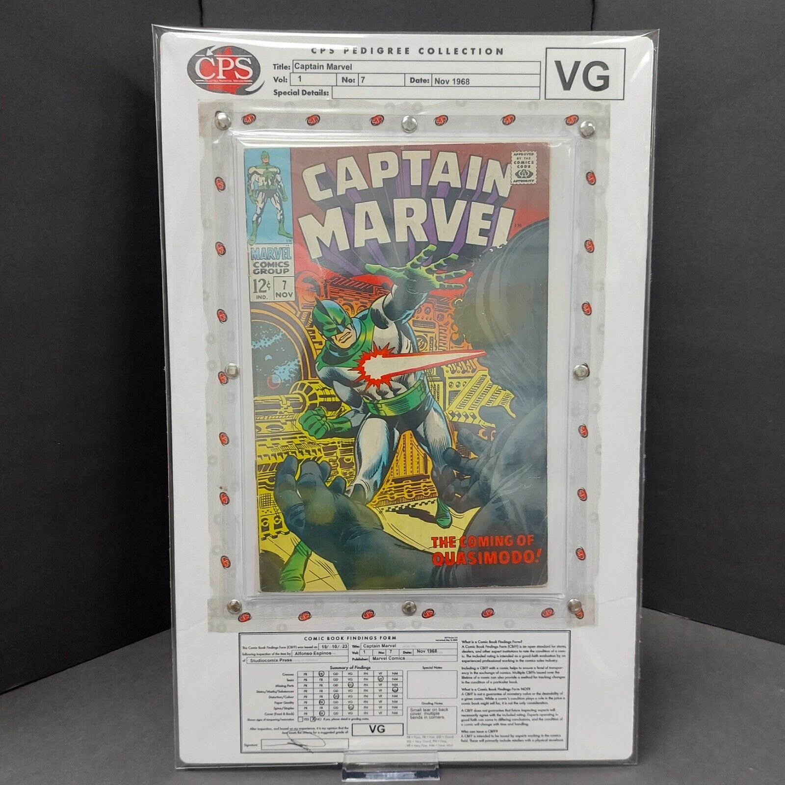CPS Graded Comic VG Captain Marvel #7 Canadian Grading Pedigree Collection