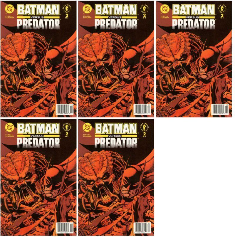 Batman vs. Predator #2 Newsstand Cover (1991-1992) DC & Dark Horse - 5 Comics
