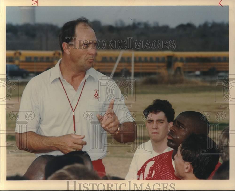 Press Photo Rutledge High School Football Talks to Players at Practice