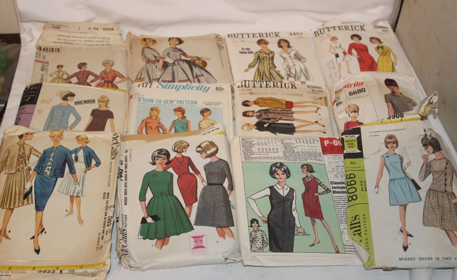 12 Vtg 1960's/70s Sewing Pattern Lot Women's Clothing Sz 12 Butterick McCall's