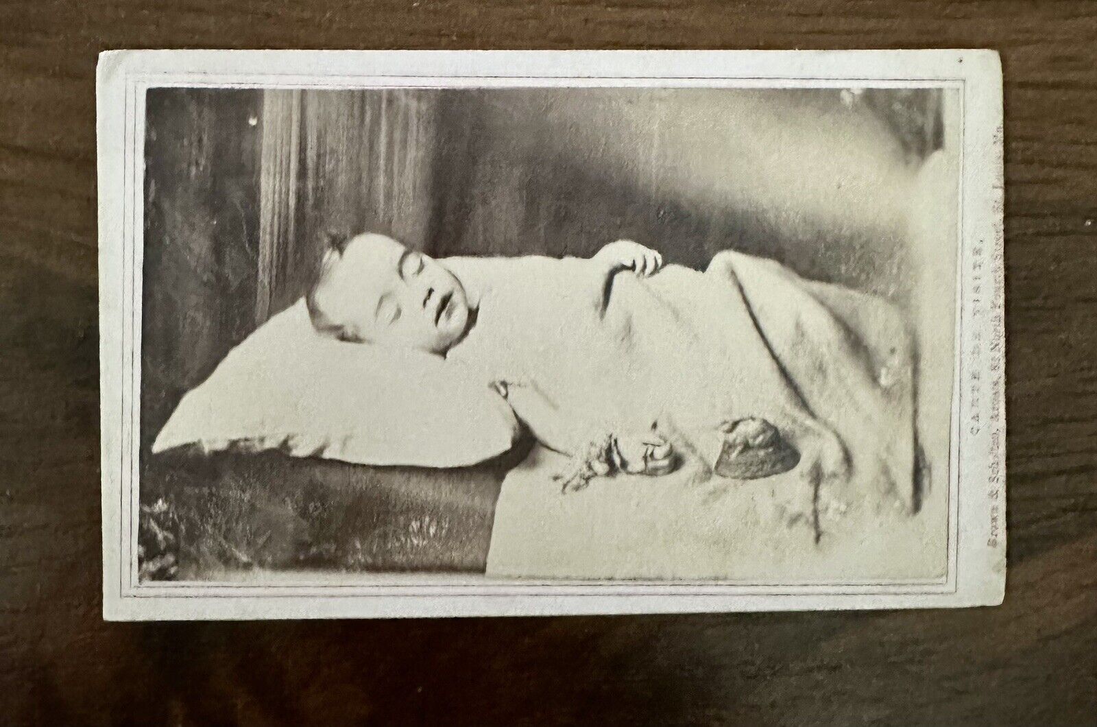 1860s Post Mortem CDV ID’d Girl with Rabbit Toy Saint Louis Missouri Tax Stamp