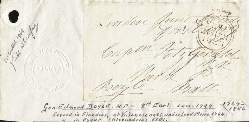 EDMUND (EARL OF CORK VIII) BOYLE - FREE FRANK SIGNED 06/21/1823