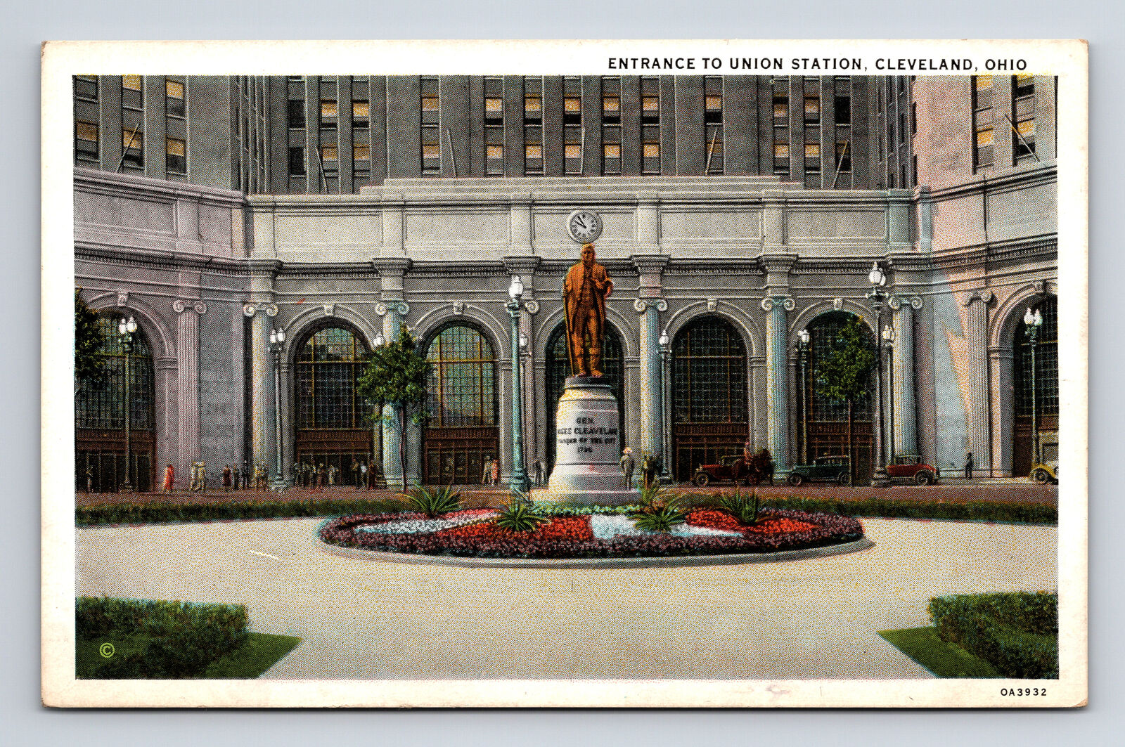 1930 Entrance to Union Station Statue Cleveland OH Postcard