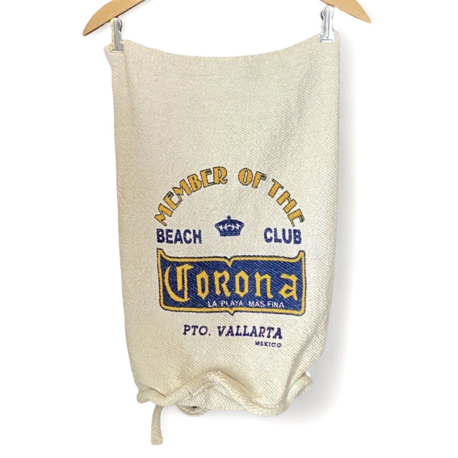Corona Puerto Vallarta Mexico Vintage Beach Bag Beer Sack Backpack Tote 22 Inch
