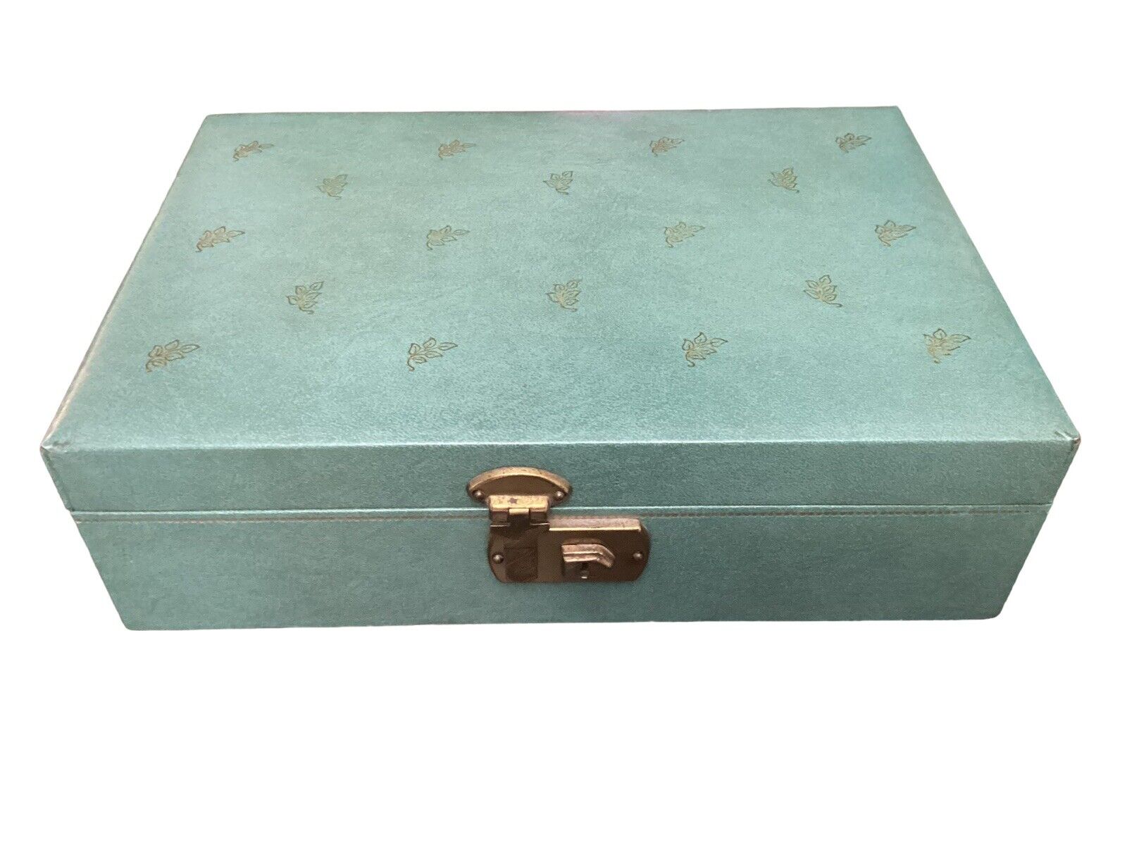 Vintage retro felt Satin lined jewelry box 1957-1969