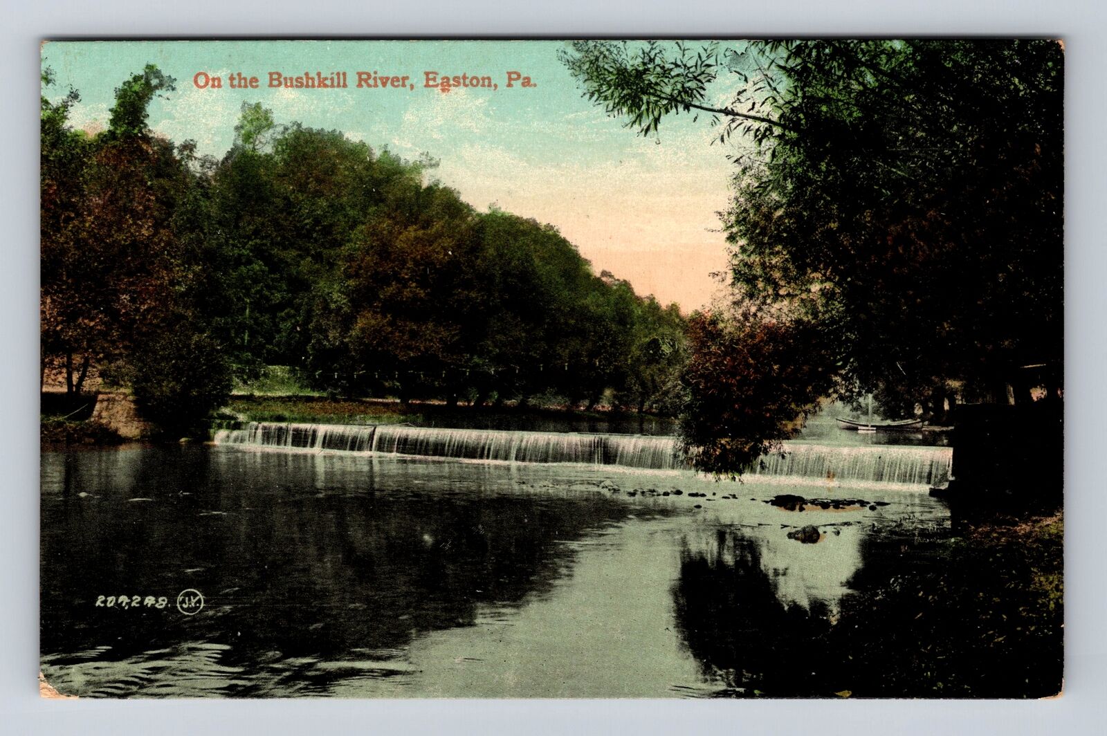 Easton PA-Pennsylvania, Scenic View On Bushkill River, Antique, Vintage Postcard