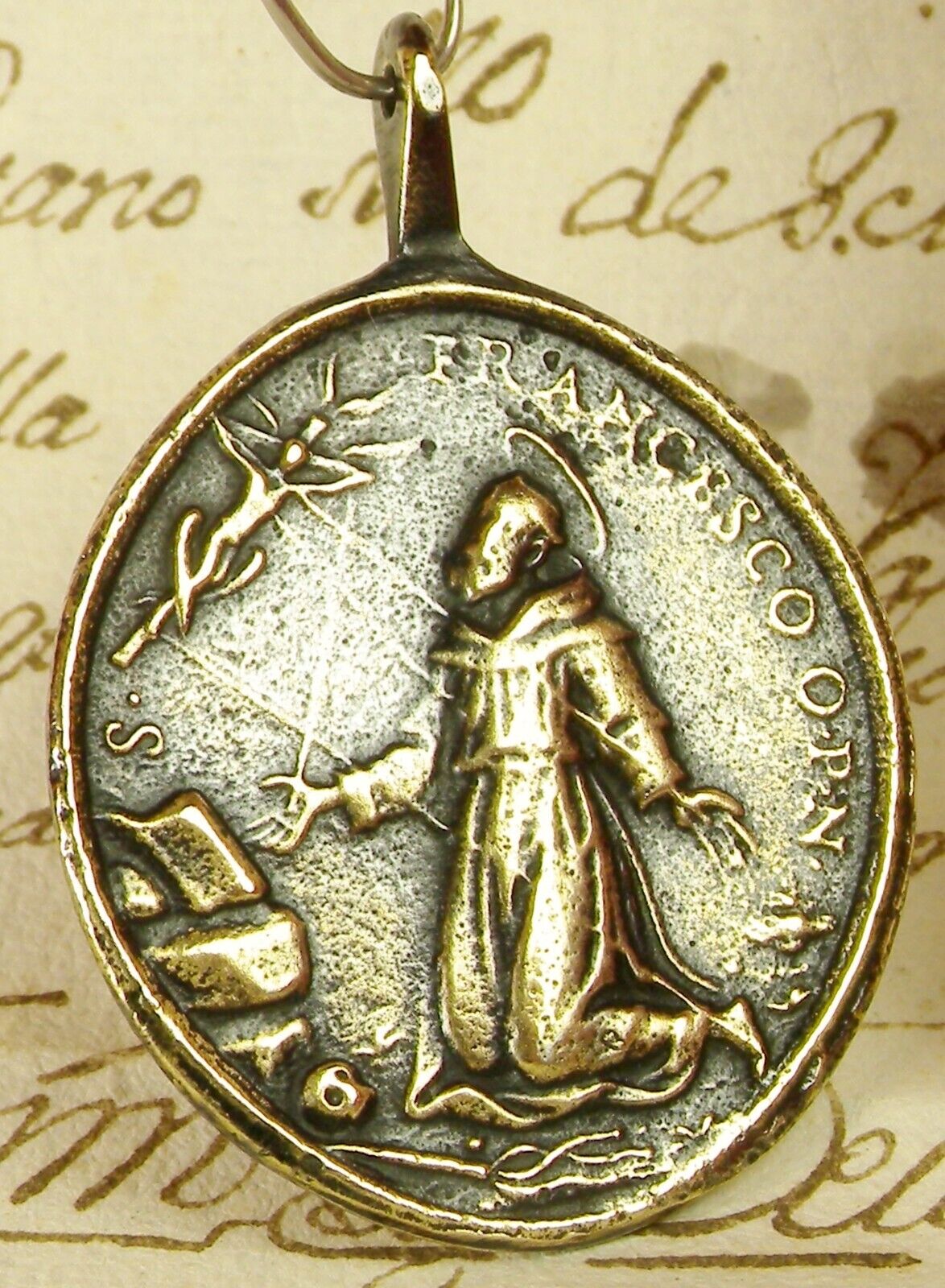 ANTIQUE 18TH CENTURY IMMACULATE CONCEPTION ST. FRANCIS STIGMATA SHIPWRECK MEDAL