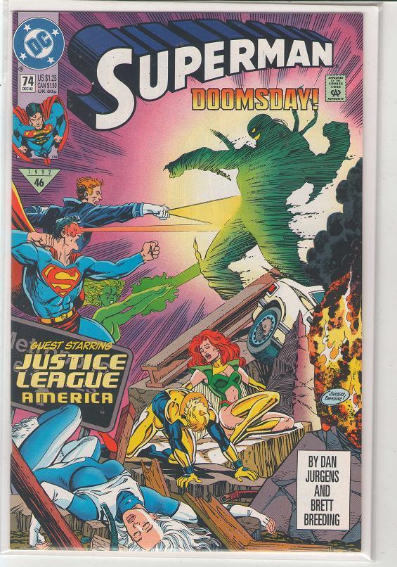 Superman #74 Doomsday Justice League of America Dan Jurgens 9.6