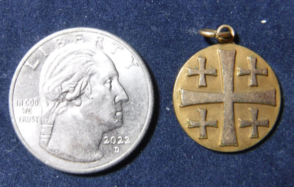Vintage Jerusalem Cross Medal 12K Gold Filled