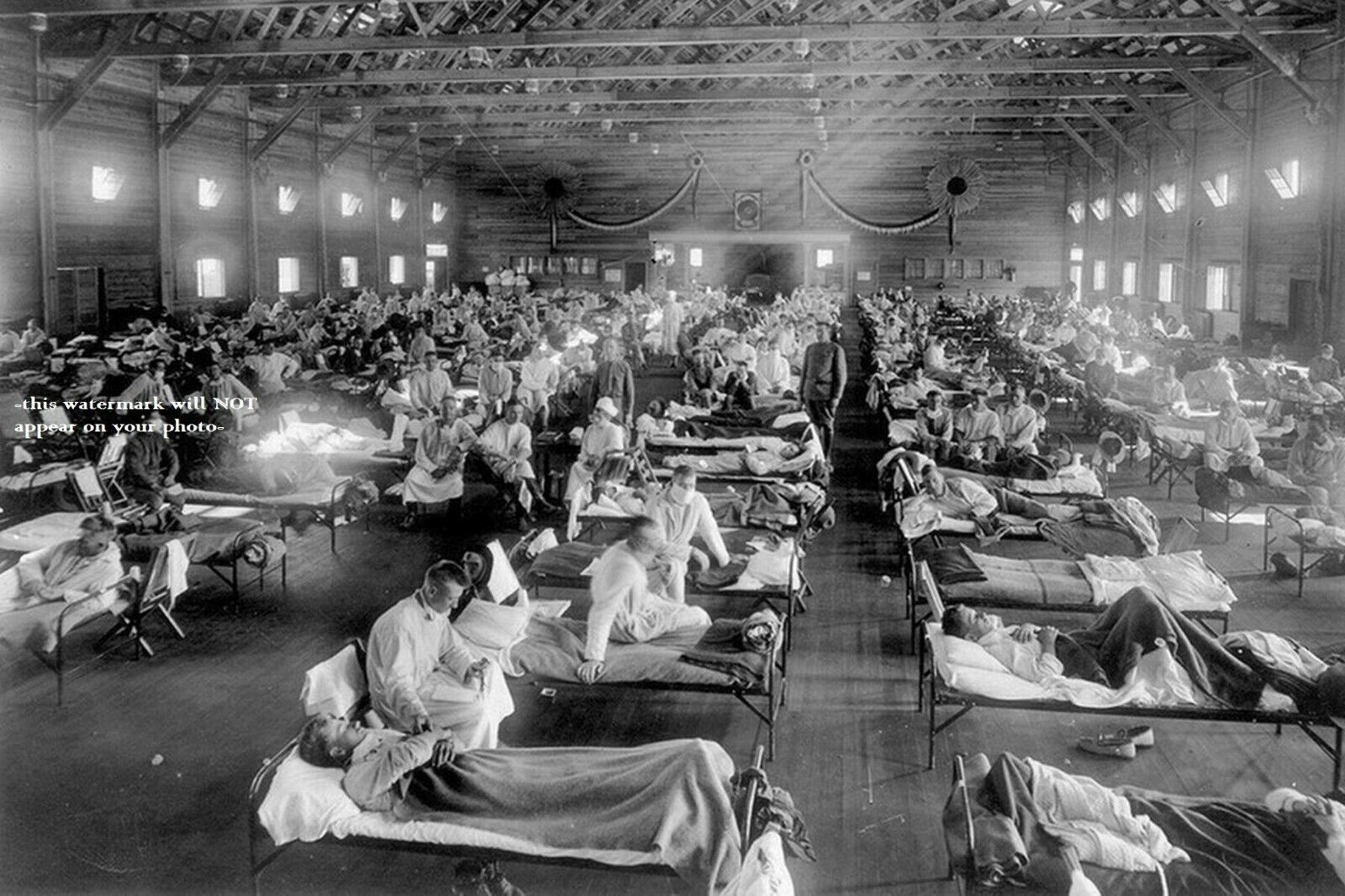 1918 Flu PHOTO Pandemic Spanish Outbreak Hospital Nurses Kansas Patients