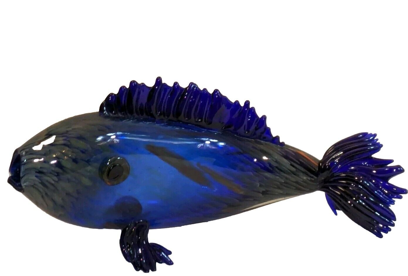 Vintage Murano Hand Blown Art Glass Swirl Fish Glass Figurine Snapper Sculpture 